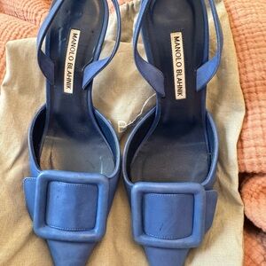 Manolo Blahnik Blue Maysli leather heels